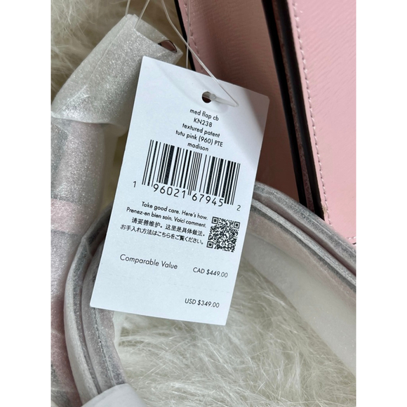 Women's Kate Spade Pink Textured Patent Madison Medium Flap Crossbody Bag - Picture 10 of 14